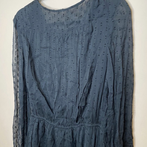 FREE People Daliah Green Jade Textured Daliah Long Sleeves Peasant Mini Dress XS - Picture 10 of 16
